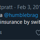 Tweet reads: This is not intended to be a @humblebrag but if a republican wins I could save up to 10% on my car insurance by switching to Geico.